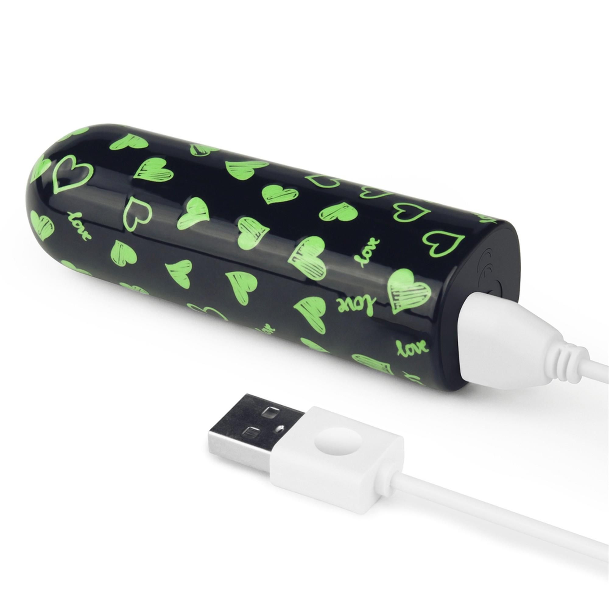 Wibrator łechtaczkowy LoveToy Heart Massager Glow In The Dark, 8,5 cm (czarny)