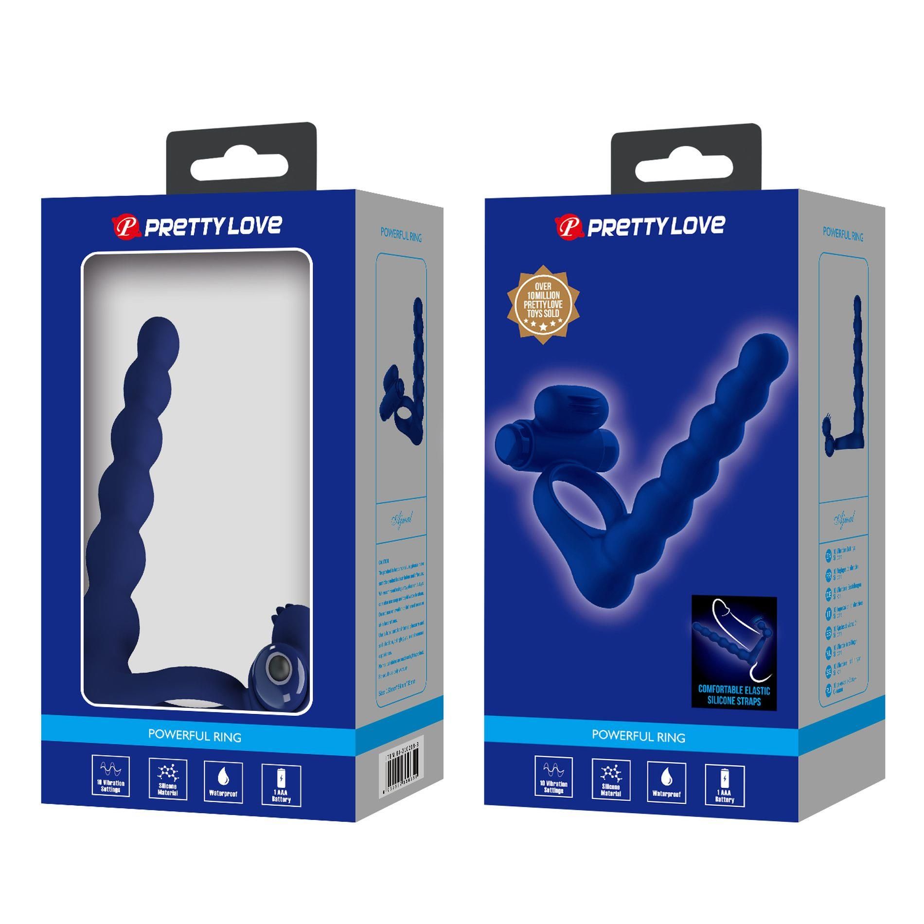Виброкольцо Pretty Love Hercules Penis Sheath III, 15,3 см (синий)