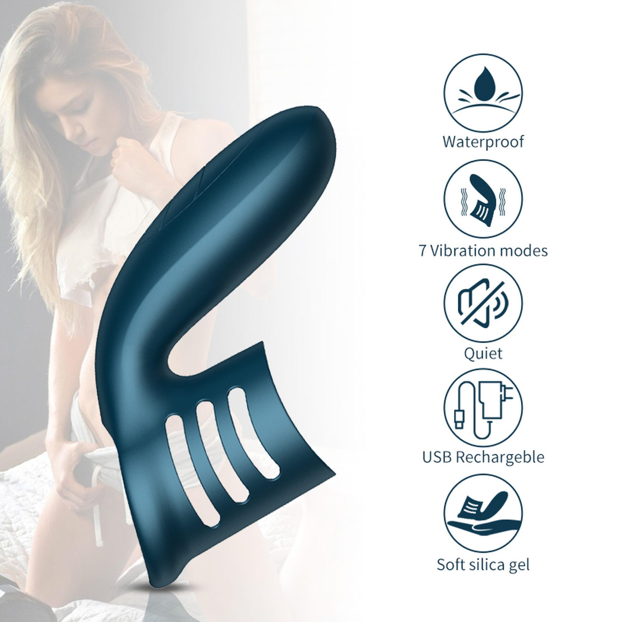 Насадка на пенис Foxshow Wibrator Silicone Ring, 11 см (синий)