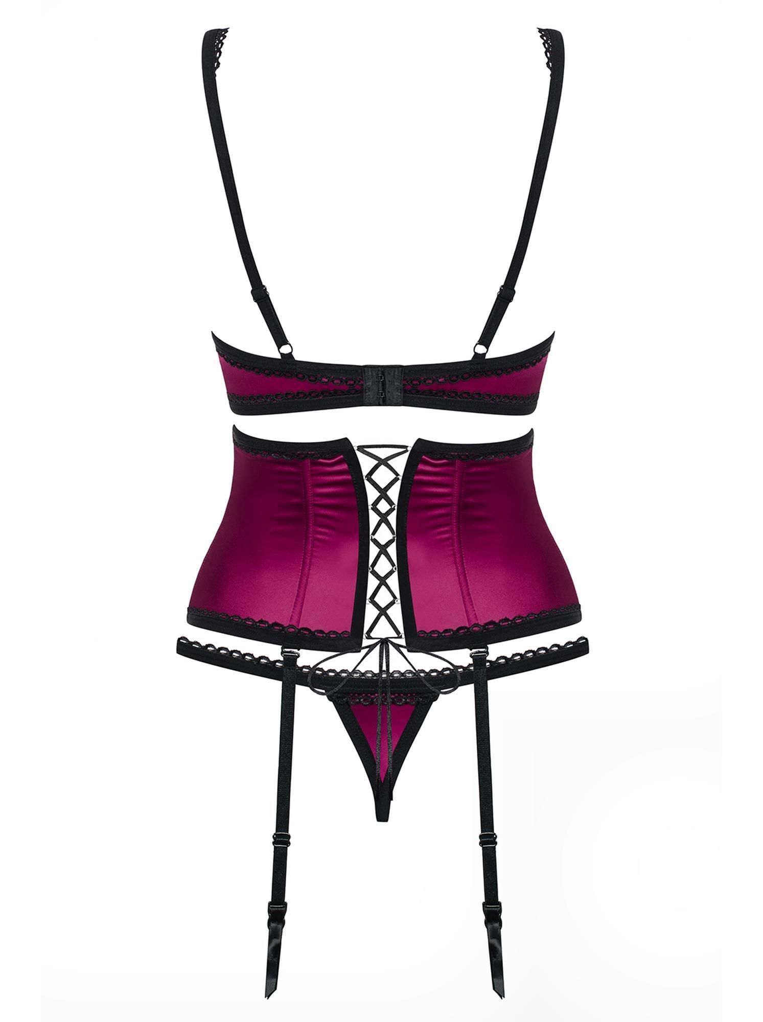 Комплект белья Obsessive 861-SEG-5 set, S/M (вишневый)
