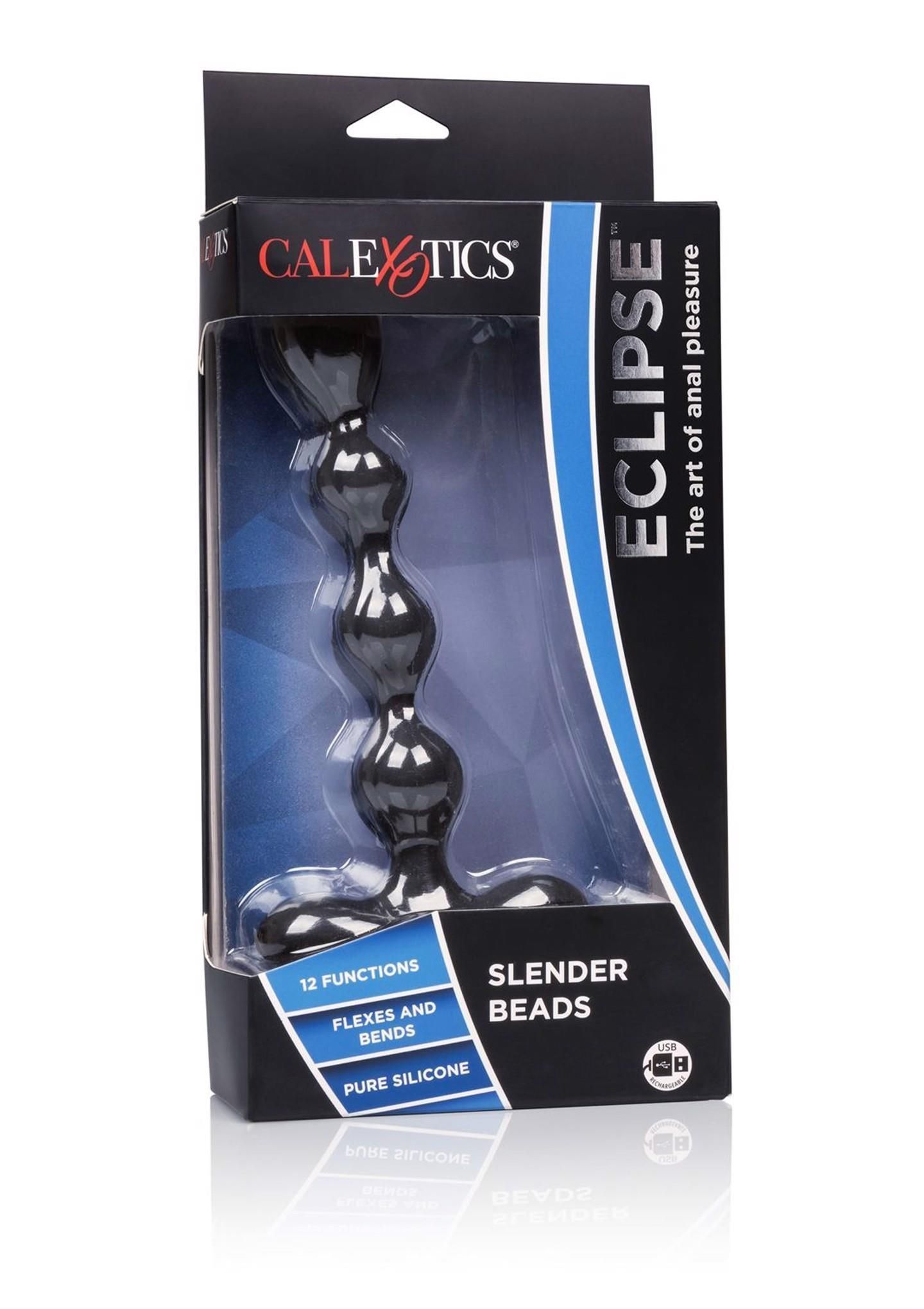 Анальные бусы с вибрацией CalExotics Eclipse Slender Beads, 17,8 см (черный)