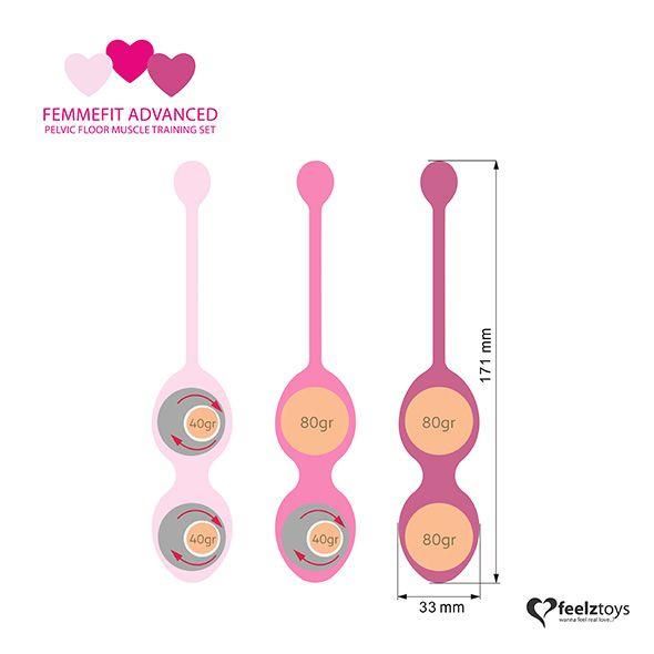 Вагинальные шарики FeelzToys FemmeFit Advanced, 3 шт (розовый)