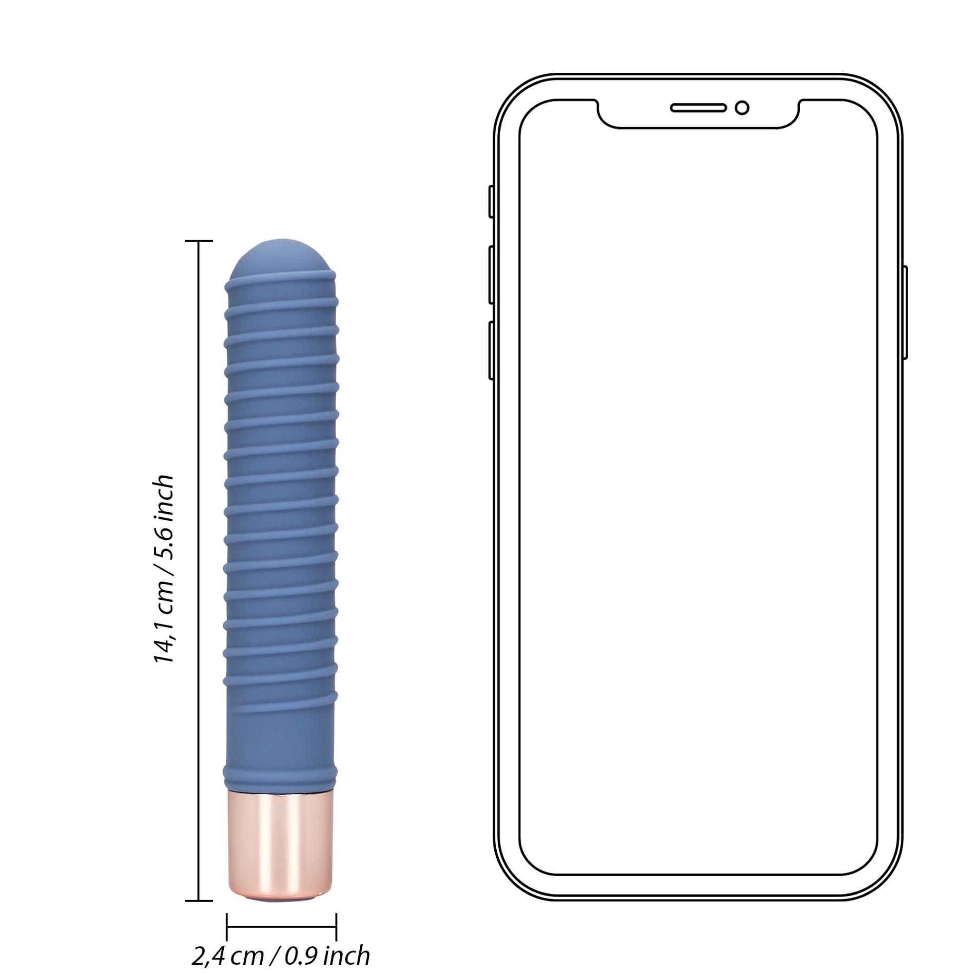 Вибратор Loveline Ribbed Mini, 14.1 см (синий)