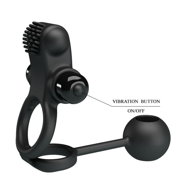 Эрекционное кольцо Pretty Love Vibro Penis Sleeve IV, 20.3 см (черный)