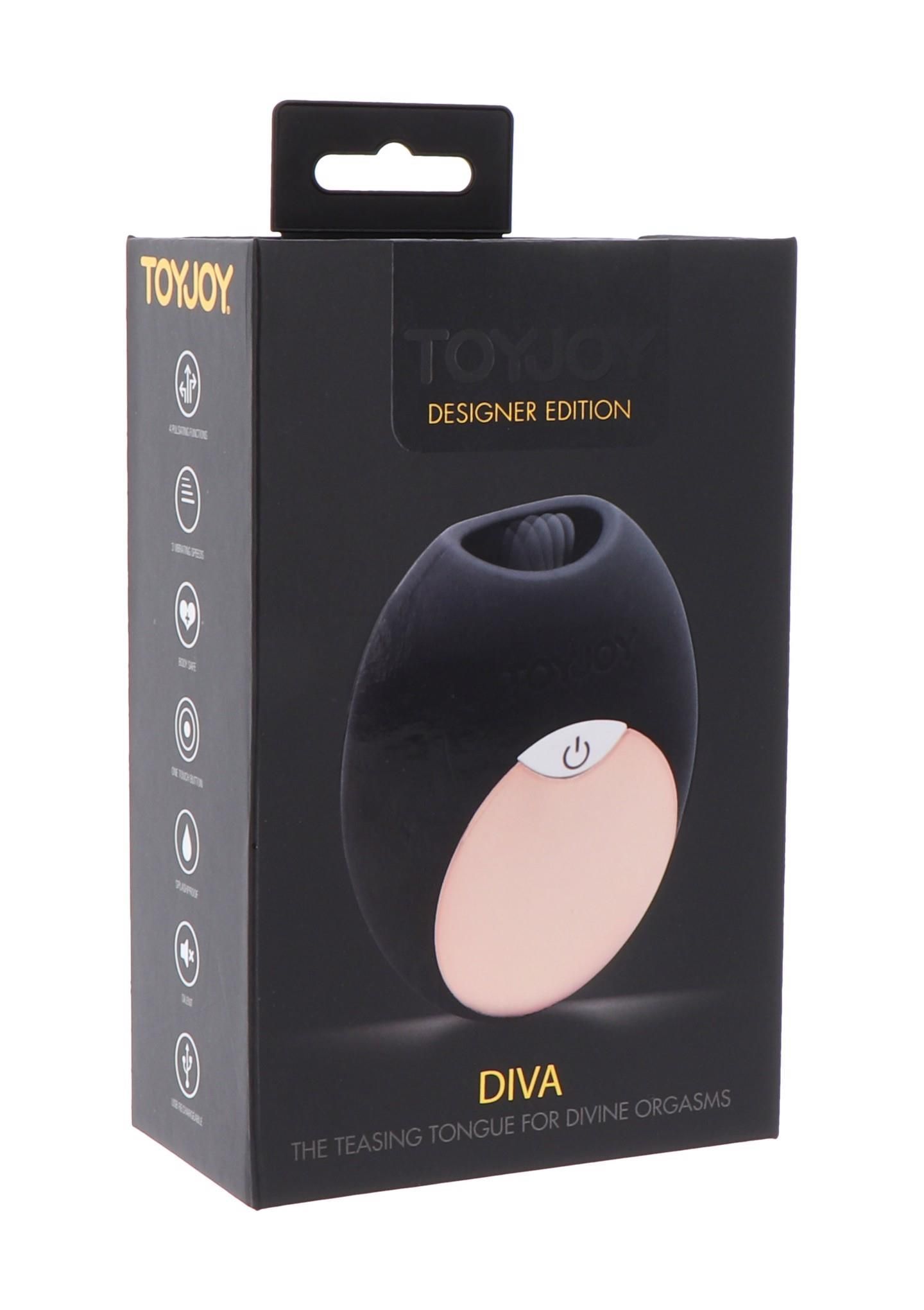 Стимулятор для клітора Diva The Teasing Tongue For Divine Orgasms, 7,2 см (чорний)