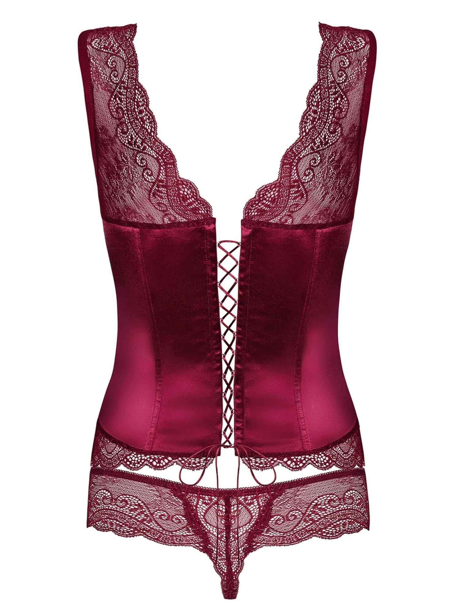 Комплект белья Obsessive Miamor, S/M (бордовый)