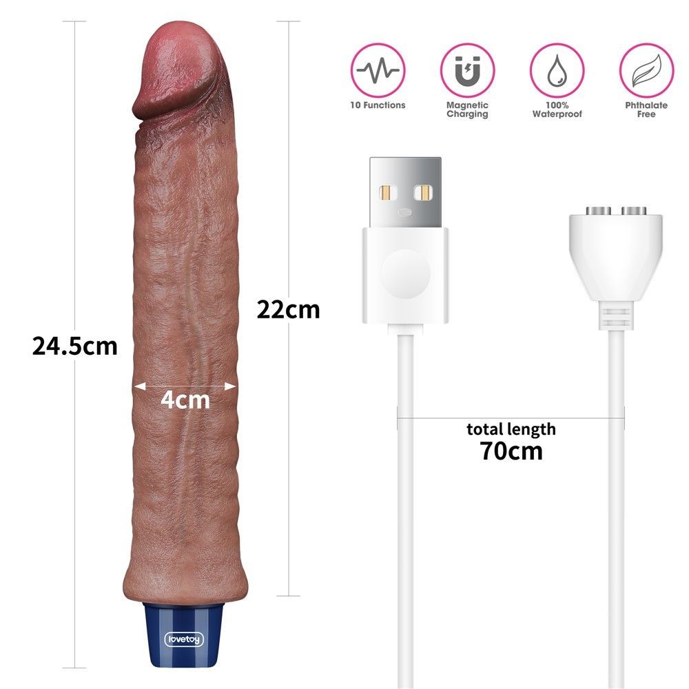 Realistyczny wibrator LoveToy Real Softee, 24,5 cm (brązowy)