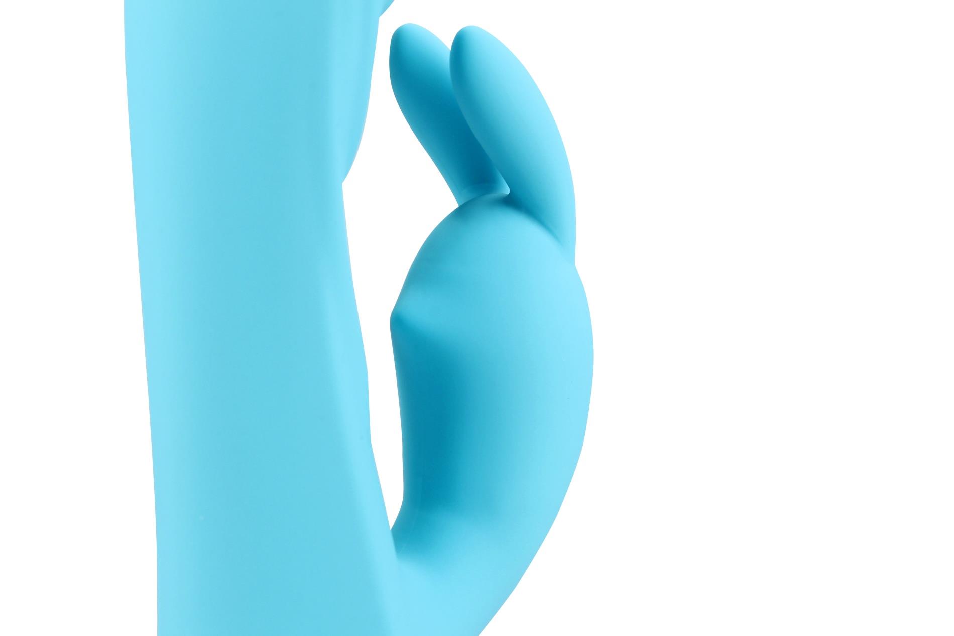 Вібратор-кролик Loveline Ribbed Ultra Soft Silicone, 21 см (блакитний)