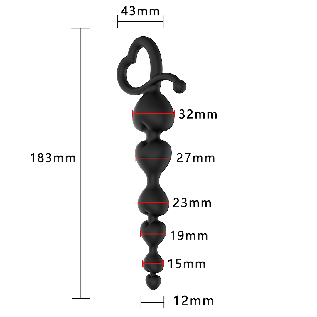 Анальная цепочка Erospace Wild Play C2, 18,3 см (черный)