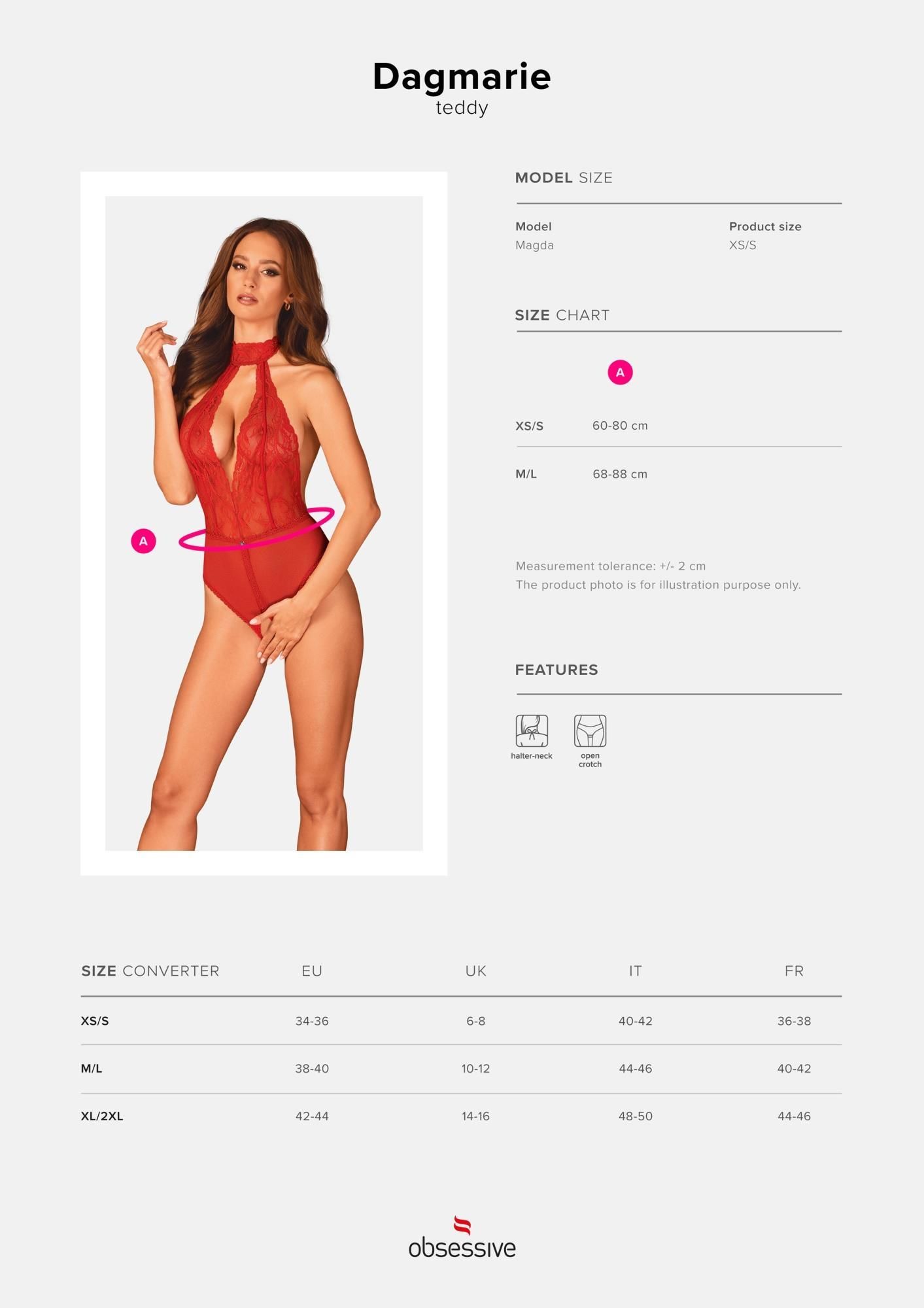 Боди Obsessive Dagmarie, M/L (красный)