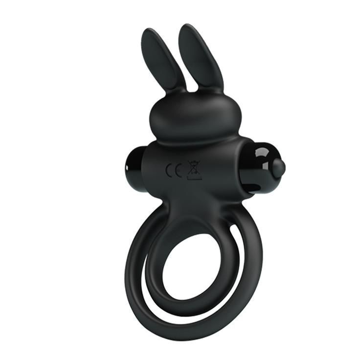 Pierścień wibracyjny Pretty Love Vibro Penis Ring Bunny III, 9,7 cm (czarny)