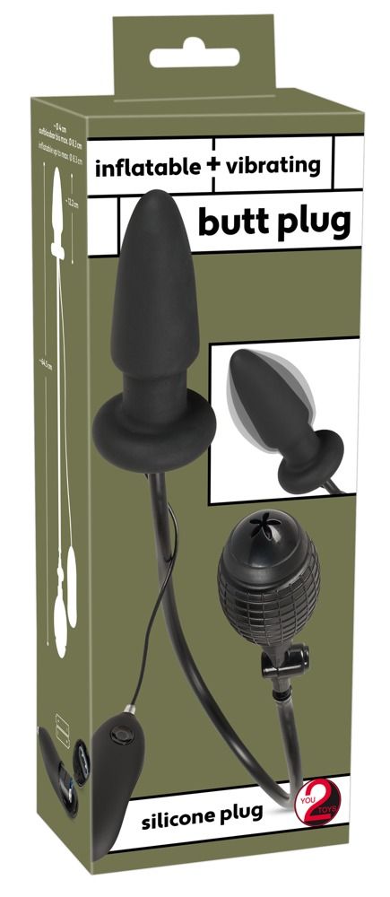 Анальна пробка Orion Inflatable + Vibrating Butt Plug, 12.2 см (чорний)