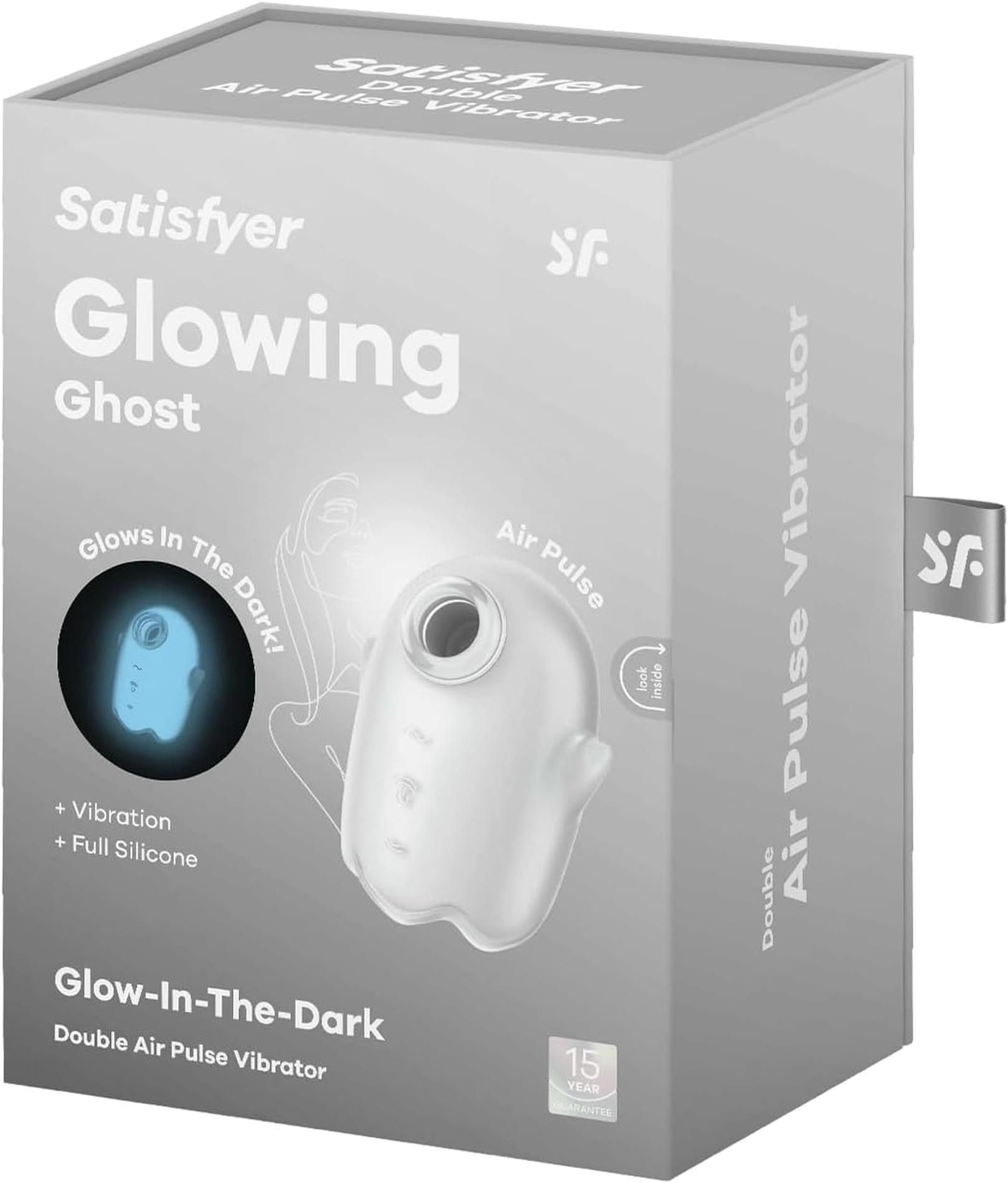 Вакуумний кліторальний стимулятор з вібрацією Satisfyer Glowing Ghost (білий)