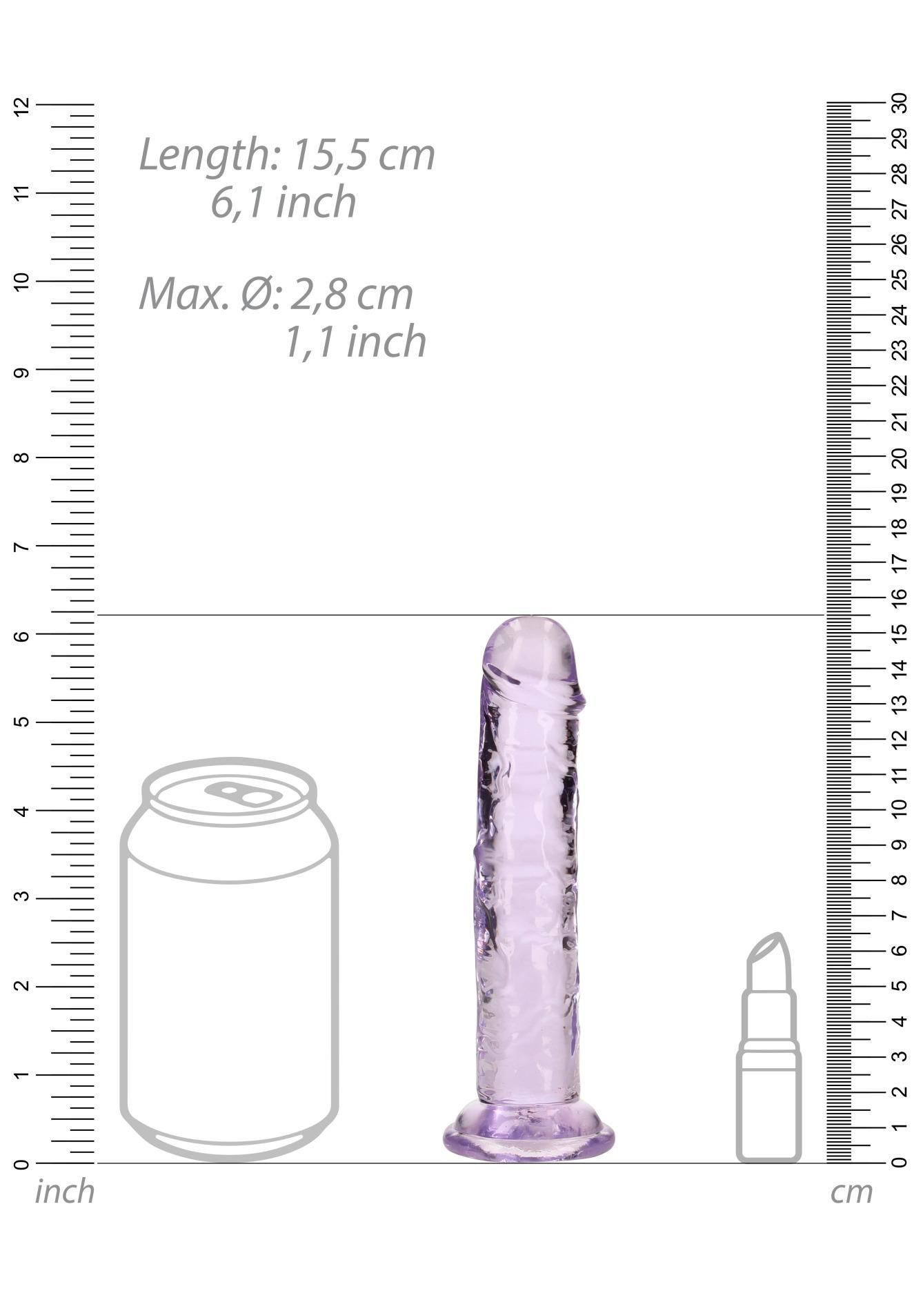 Фаллоимитатор RealRock Crystal Clear Realistic Dildo 6'', 14.5 см (фиолетовый)