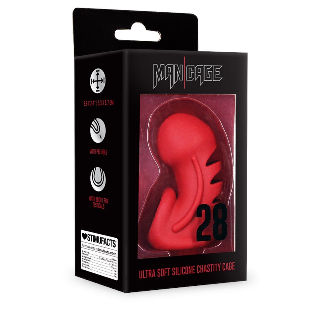Пояс вірності для чоловіків ManCage Model 28 Chastity Cage, 9.5 см (червоний)