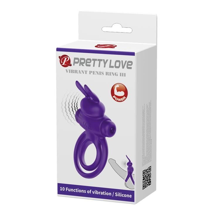 Эрекционное кольцо Pretty Love Ring Bunny III, 9,7х4,0 см (фиолетовый)