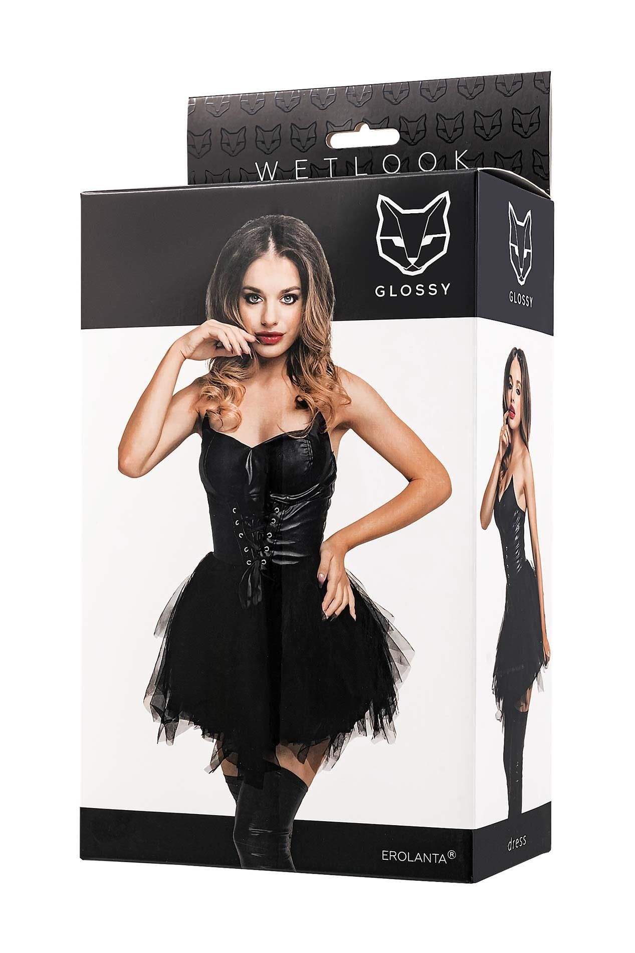 Платье Glossy Elisia wetlook, XL (черный)