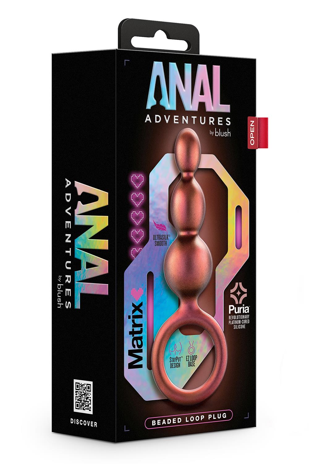 Korek analny Anal Adventures Matrix Beaded Loop Plug, 14 cm (pomarańczowy)