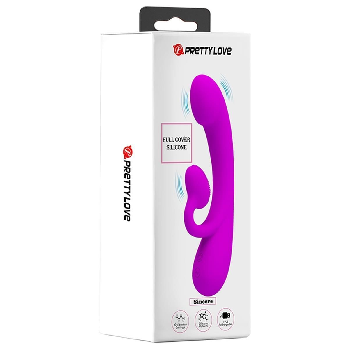 Вибратор-кролик Pretty Love Full Cover Silicone Sincere, 17 см (фиолетовый)