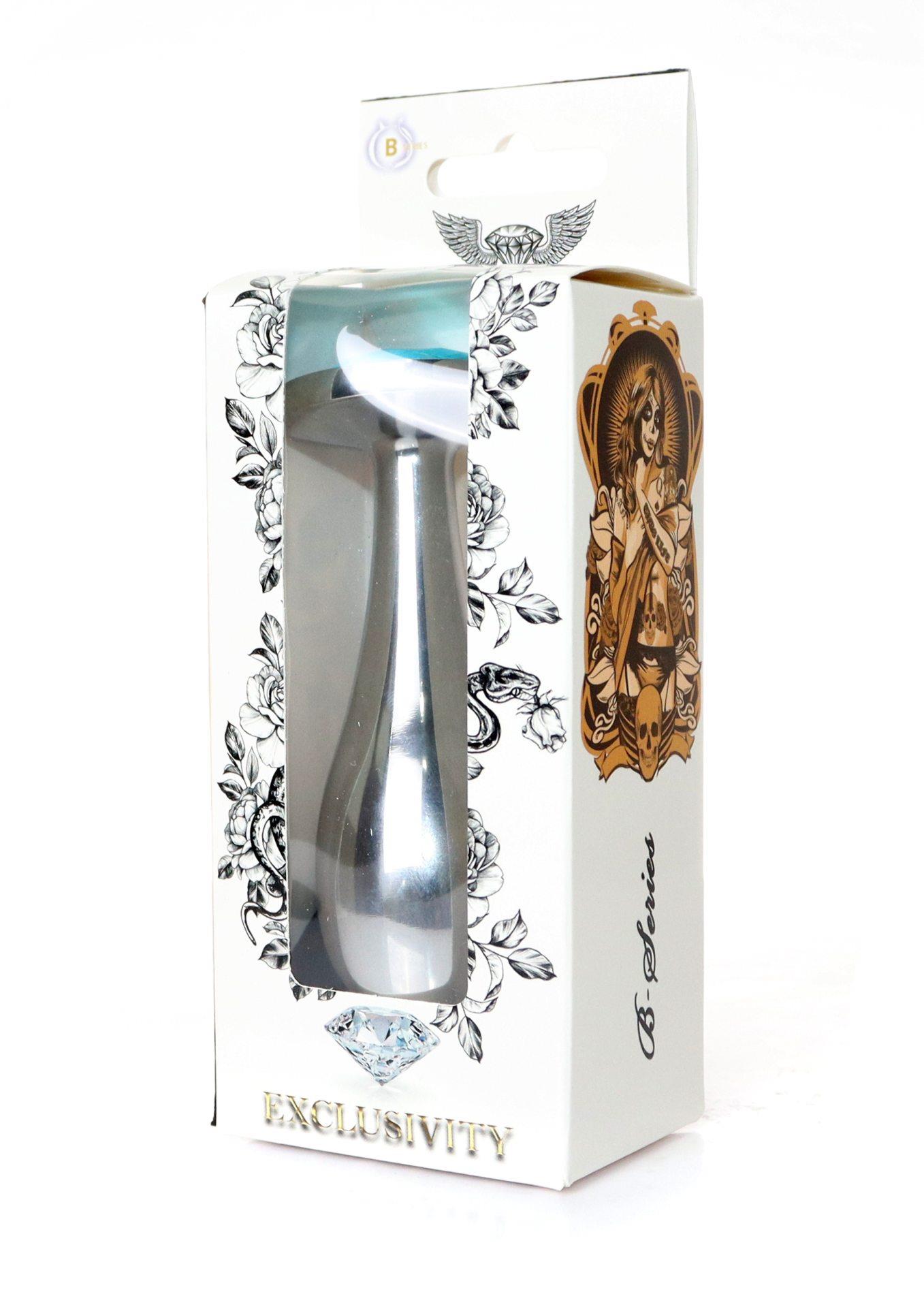 Korek analny Jewellery Silver Plug Clear L, 10.5 cm (niebieski)