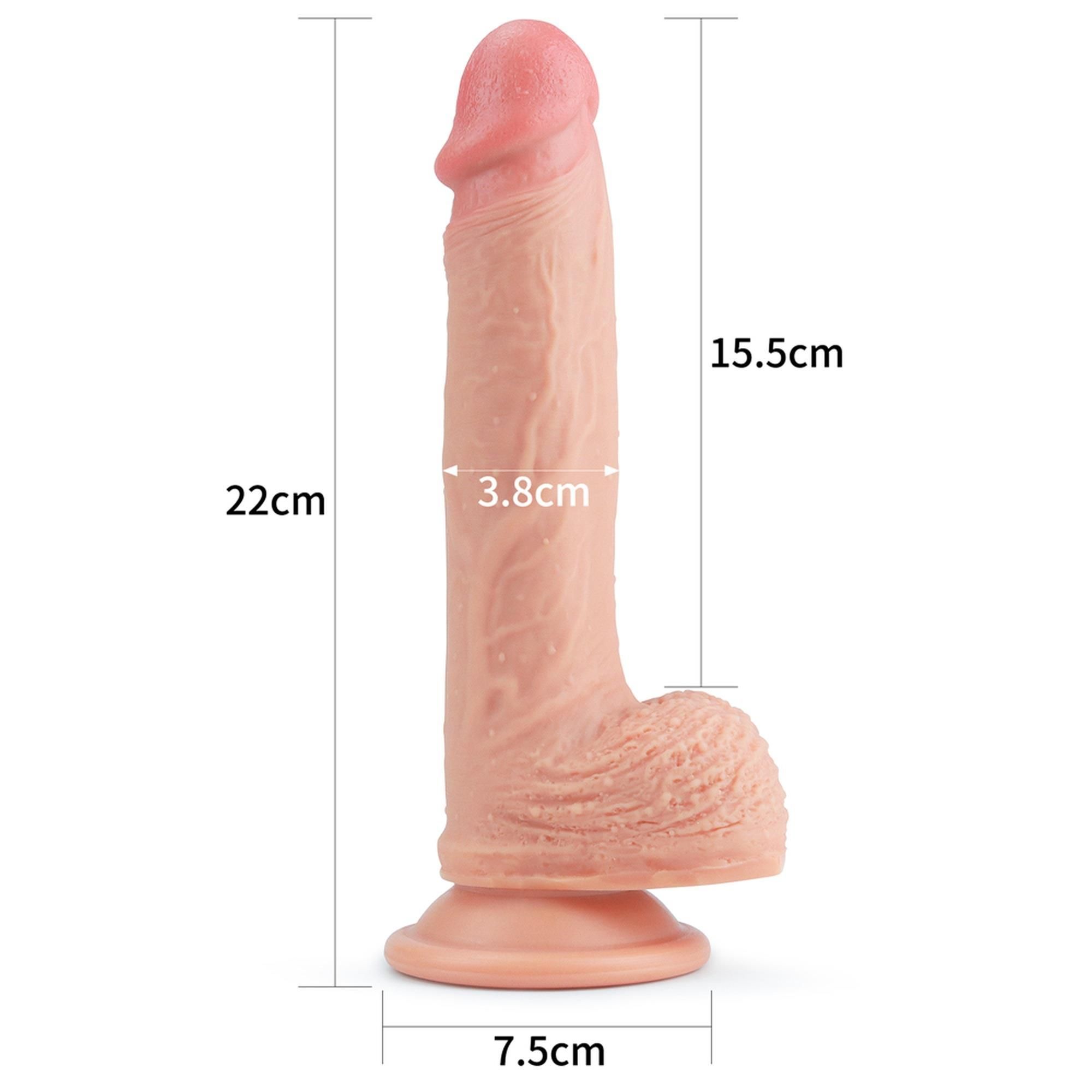 Реалистичный дилдо на присоске LoveToy Dual-Layered, 22 см (телесный)