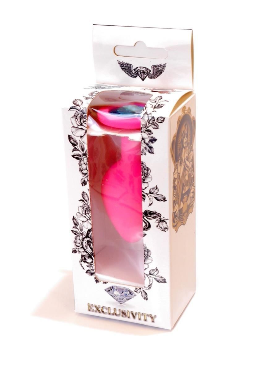 Silikonowy korek analny z kryształem Boss Silikon Jewellery, 8 cm (niebieski)