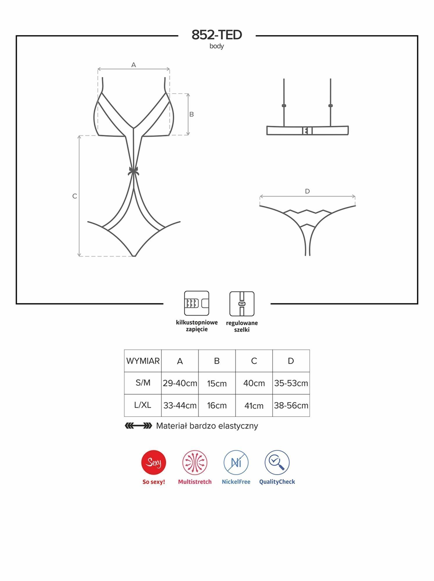 Боди Obsessive 852-TED-1, L/XL (черный)