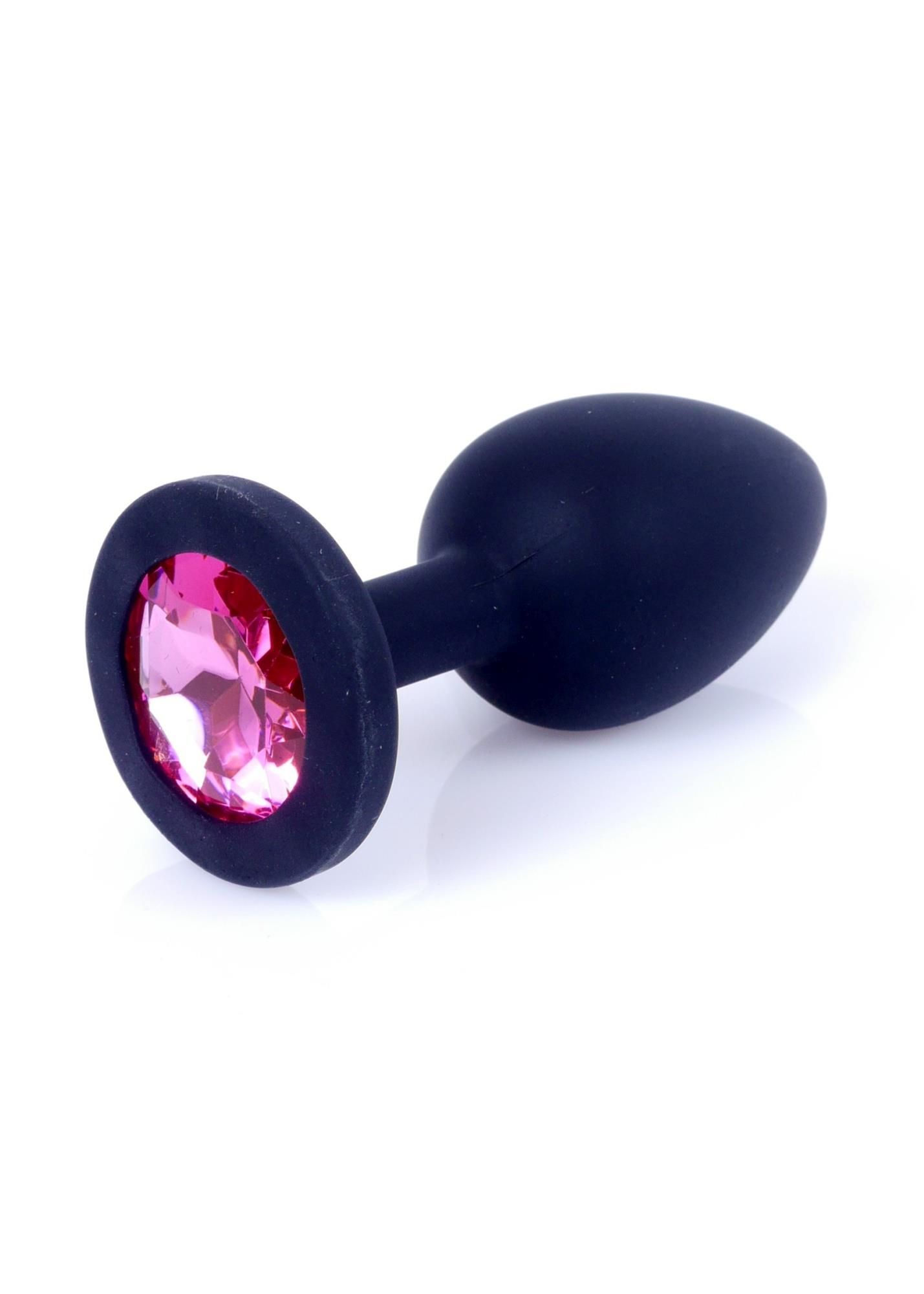 Силіконова анальна пробка з кристалом Boss Plug Jewellery, 8 см (рожевий)
