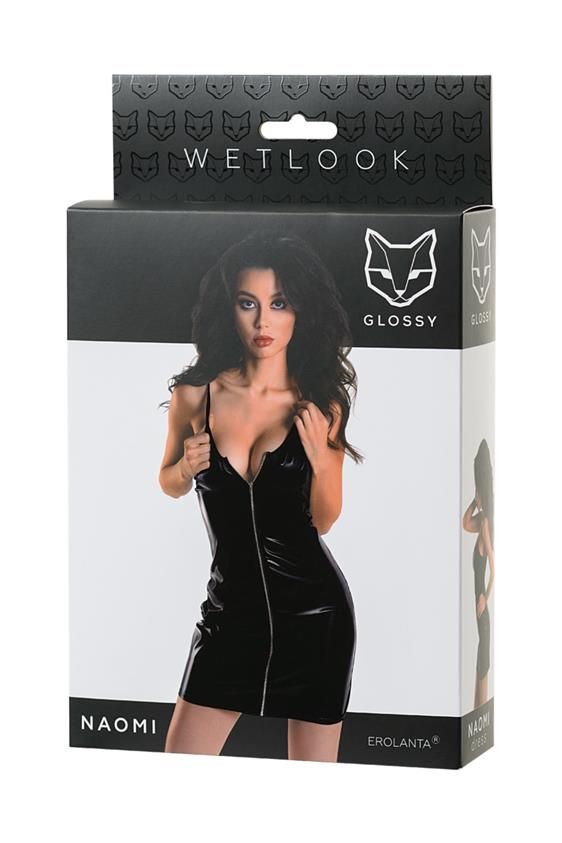 Сексуальное платье Glossy Wetlook Naomi, M (черный)