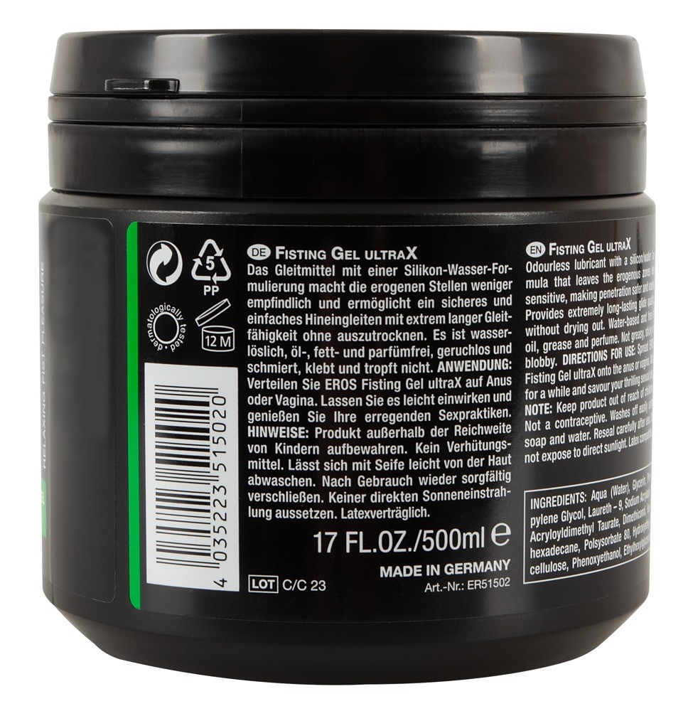 Eros - Żel do fistingu, Bezzapachowy, 500 ml