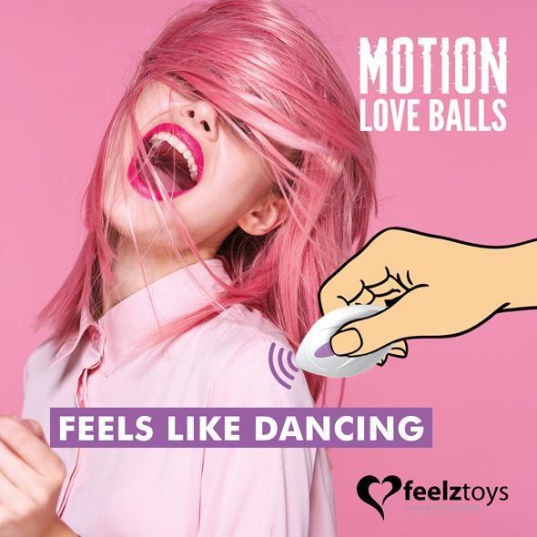 Вагинальные шарики с вибрацией FeelzToys Motion Love Balls Foxy, 8 см (фиолетовый)