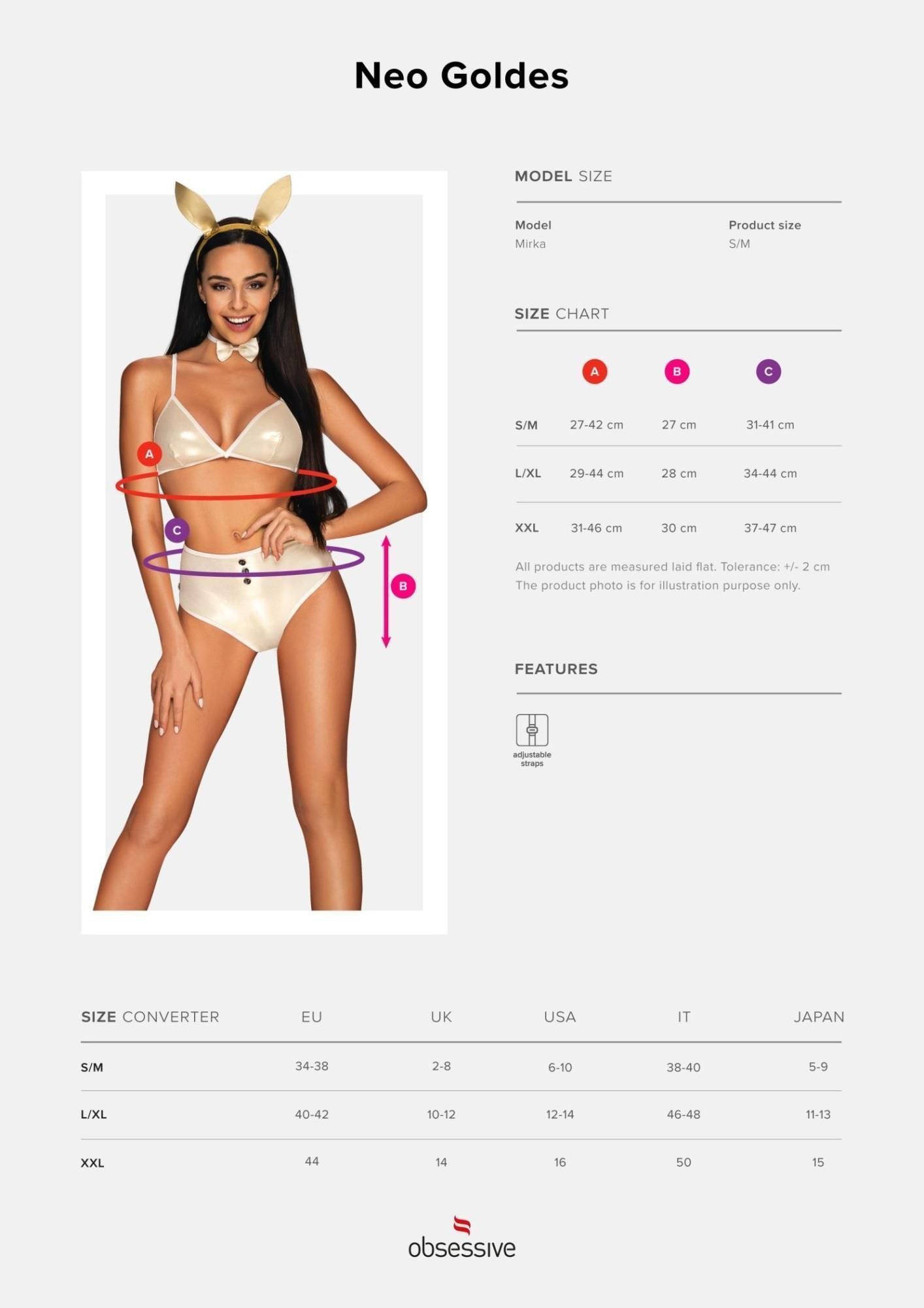 Эротический костюм Obsessive Neo Goldes, L/XL (белый)