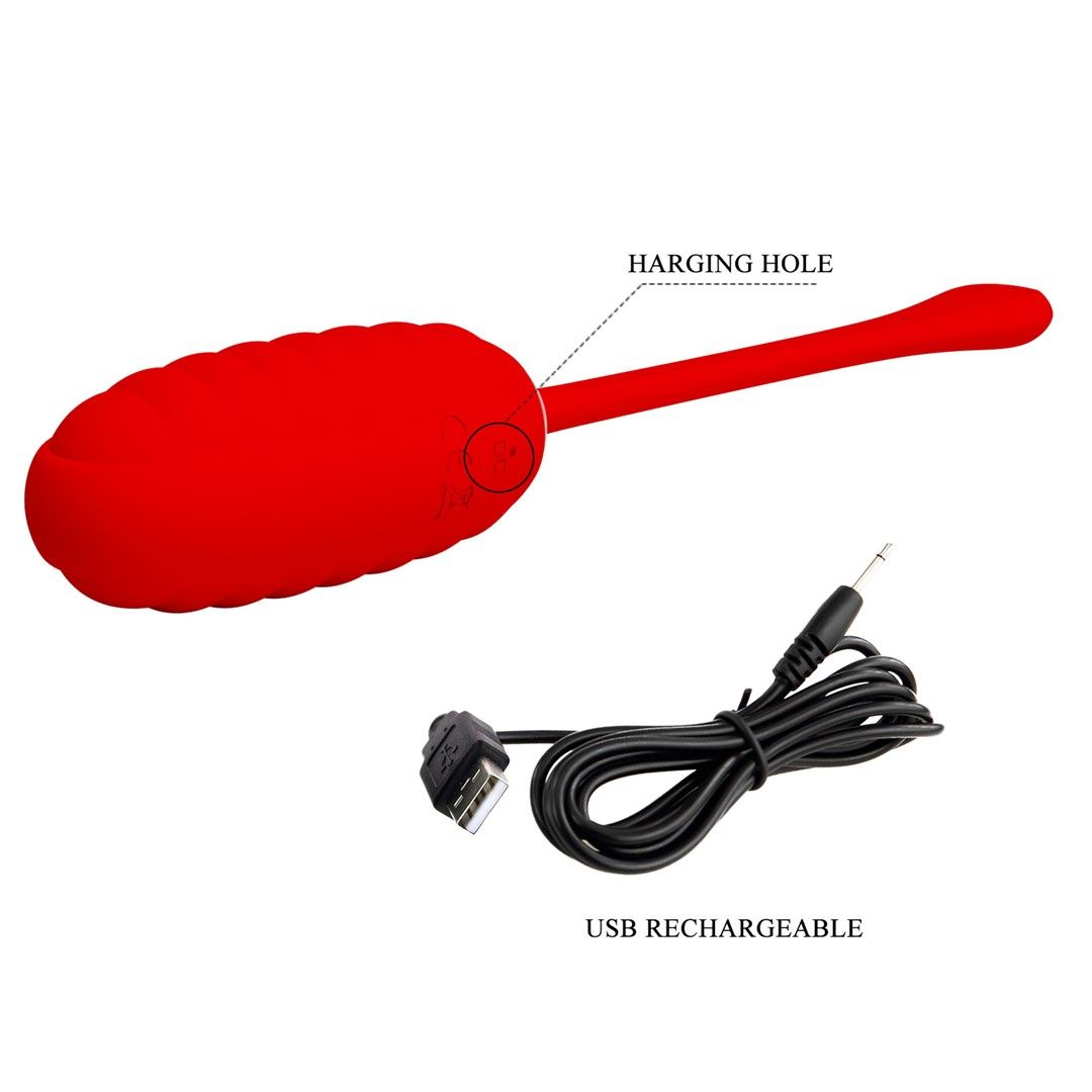 Віброяйце Pretty Love Kirk Super Soft Silicone, 19,7 см (червоний)