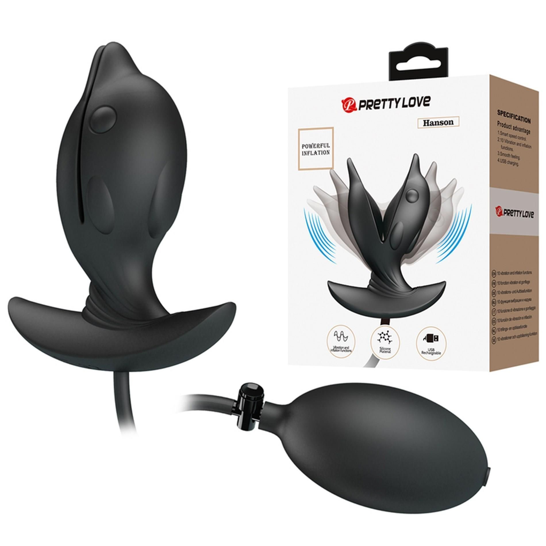 Analny rozszerzacz z wibracją Pretty Love Hanson, 10,6 cm (czarny)
