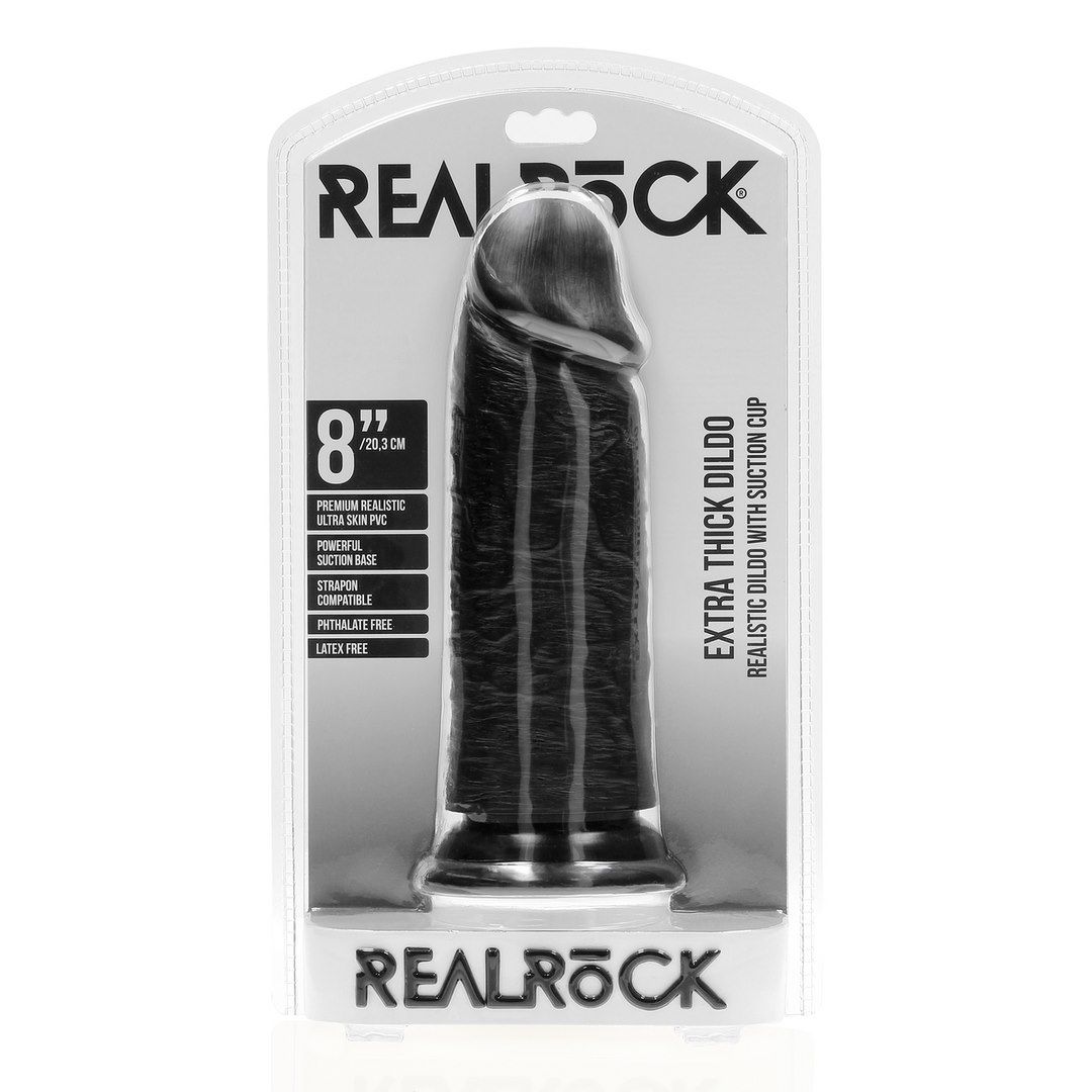 Фаллоимитатор RealRock Extra Thick 8", 20.3 см (черный)