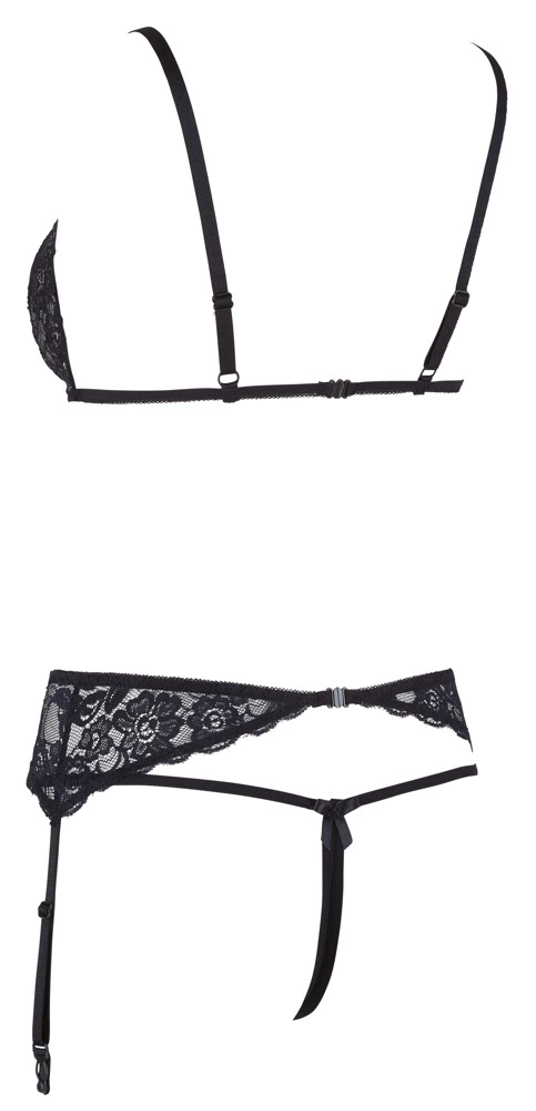 Комплект белья Cottelli Lingerie Lace Suspender, M (черный)