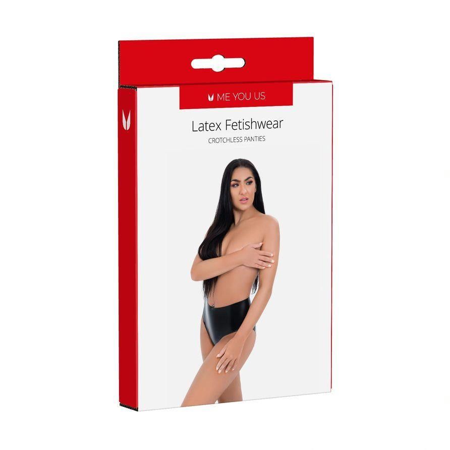 Трусики Me You Us Latex Crotchless Panties, L (черный)