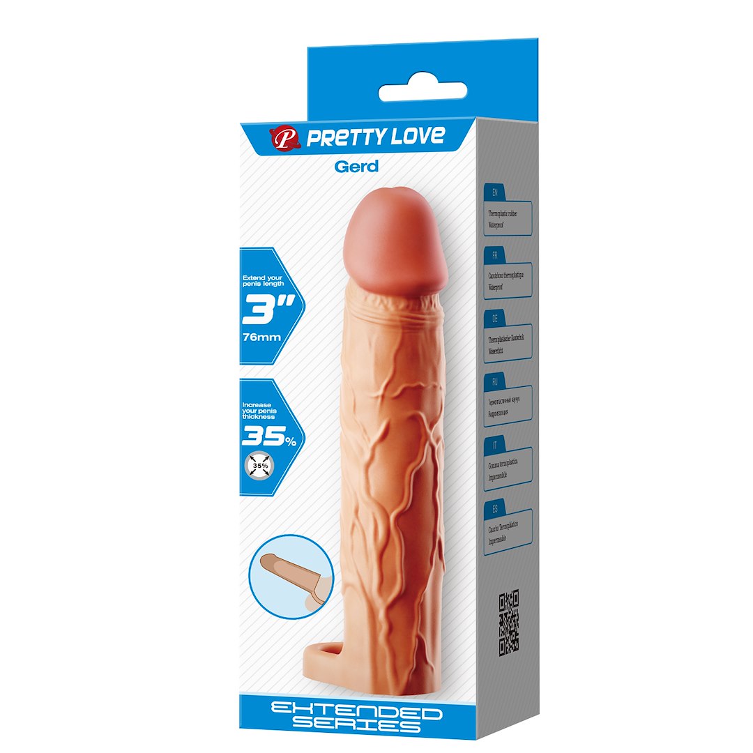 Насадка на пенис Pretty Love Gerd Flesh 3'', 19,5 см (телесный)