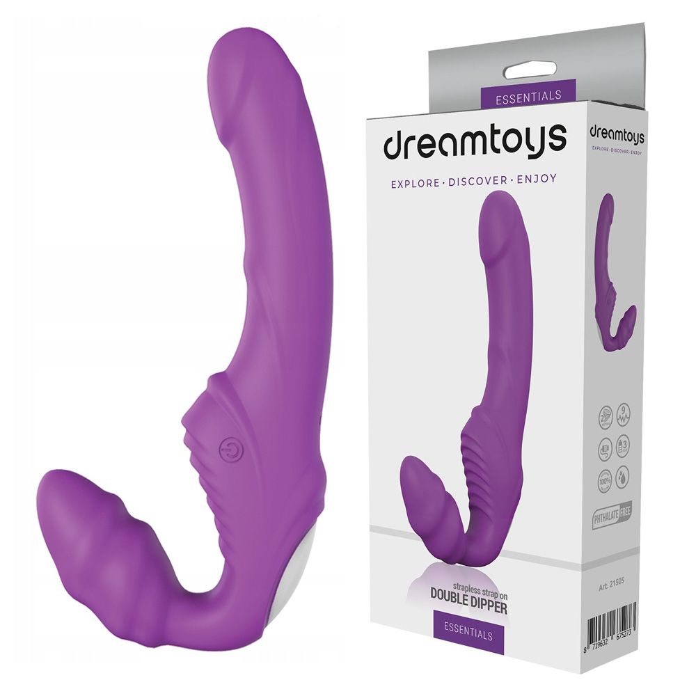 Женский страпон Dream toys Vibes Of Love Double Dipper, 17 см (фиолетовый)