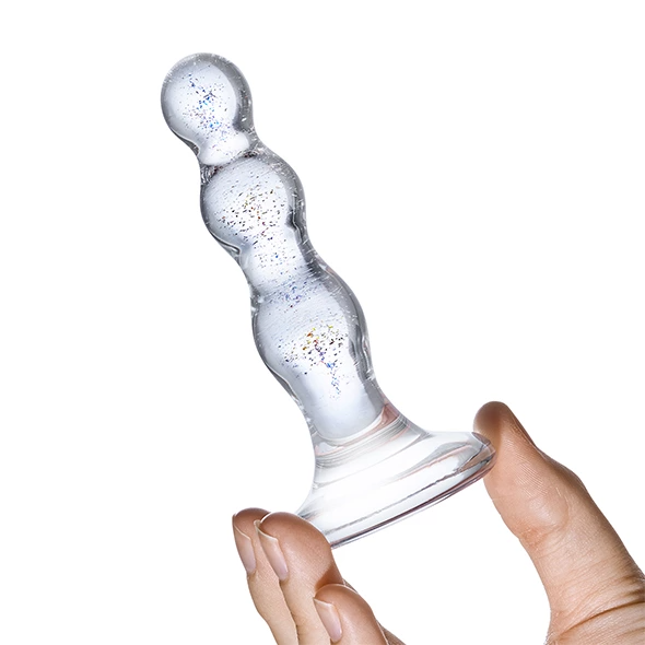 Стеклянные анальные бусы Glas Triple Play, 10 см (прозрачный)