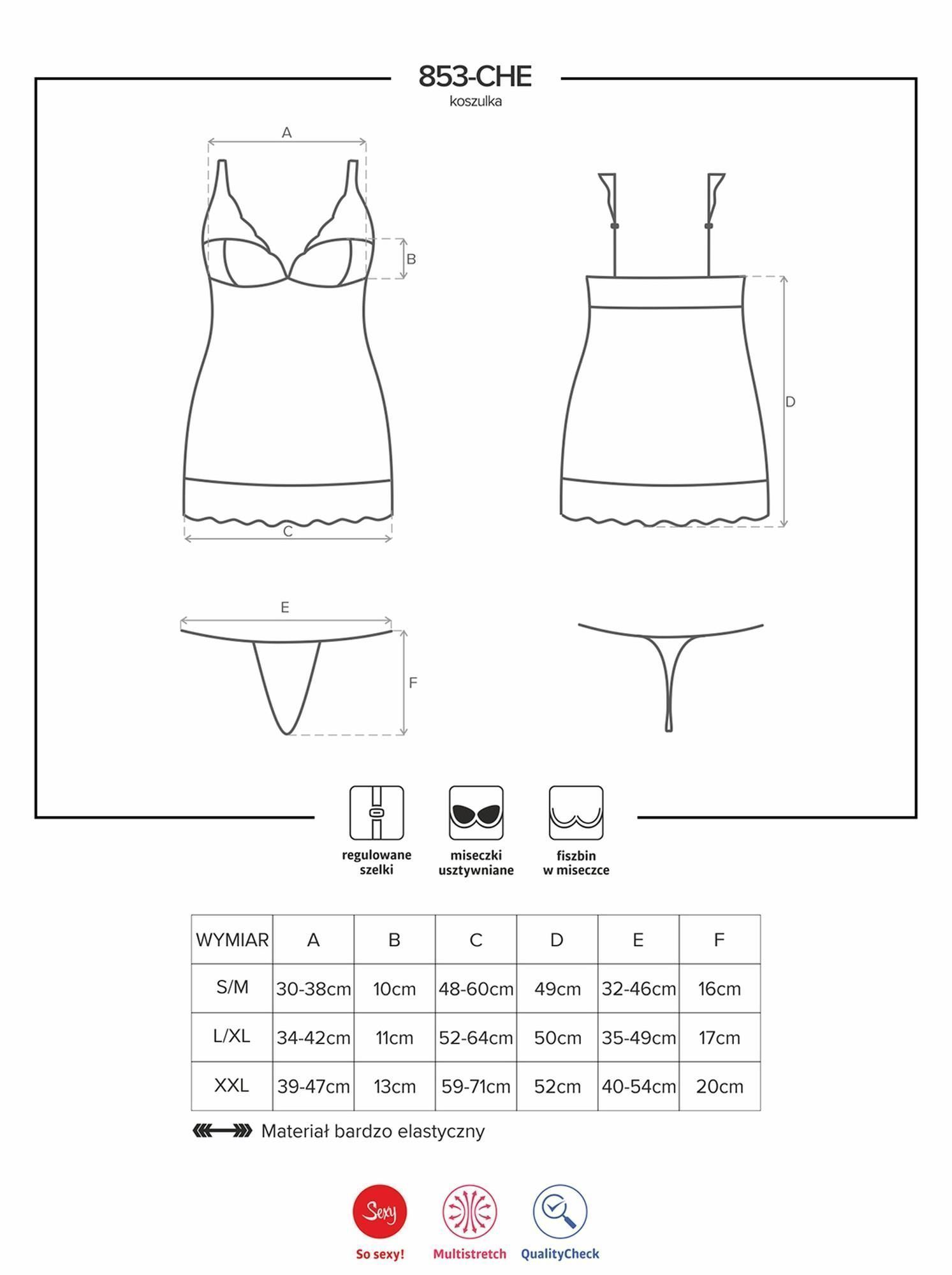 Комплект белья Obsessive 853-CHE-1, S/M (черный)