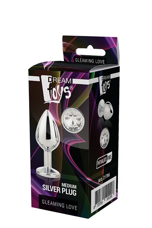 Анальна пробка Gleaming Love Silver Plug Medium, 8.3 см (прозорий)