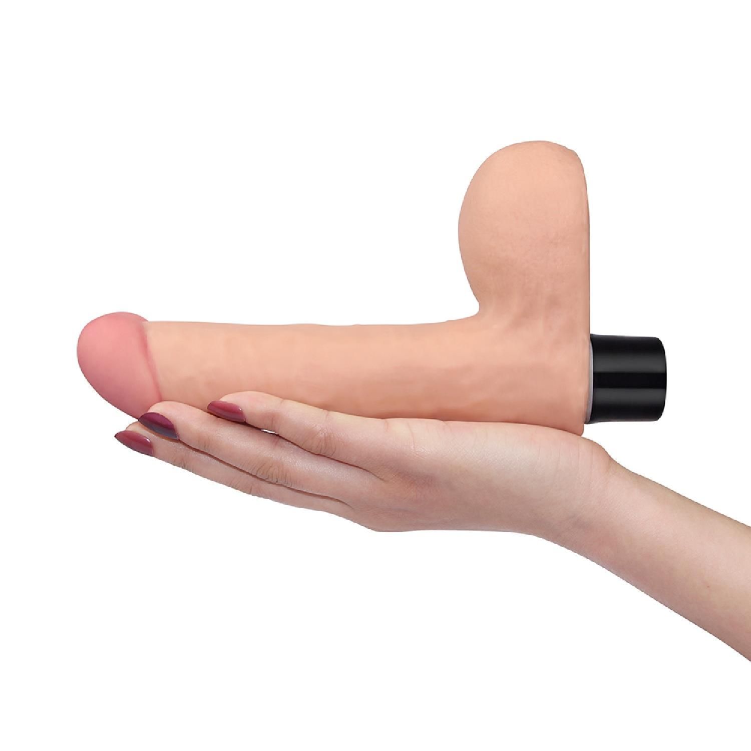 Реалістичний вібратор Real Softee Vibrator With Balls Flesh, 17 см (тілесний)