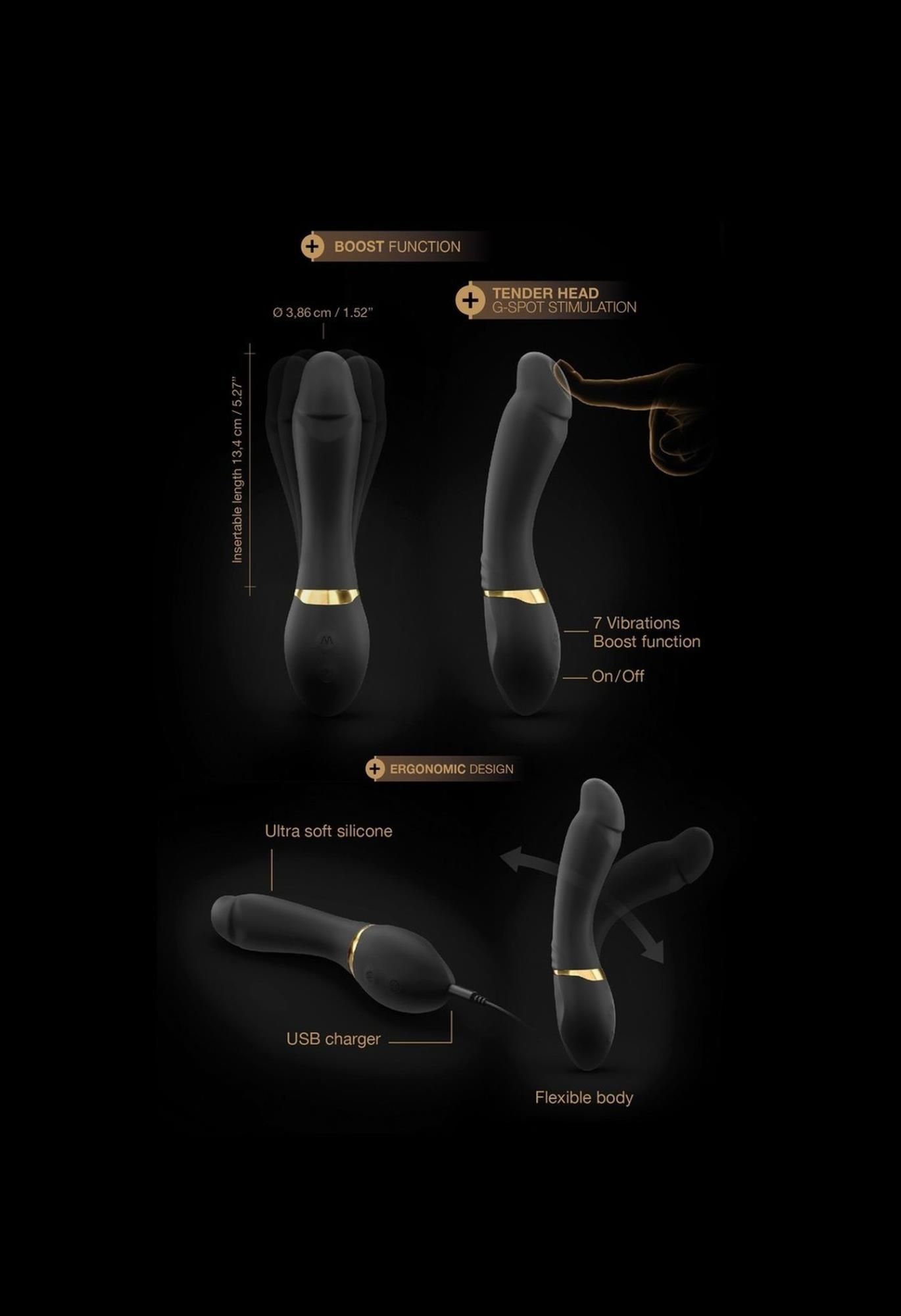 Вібратор Dorcel Tender Spot, 20,5 см (чорний)