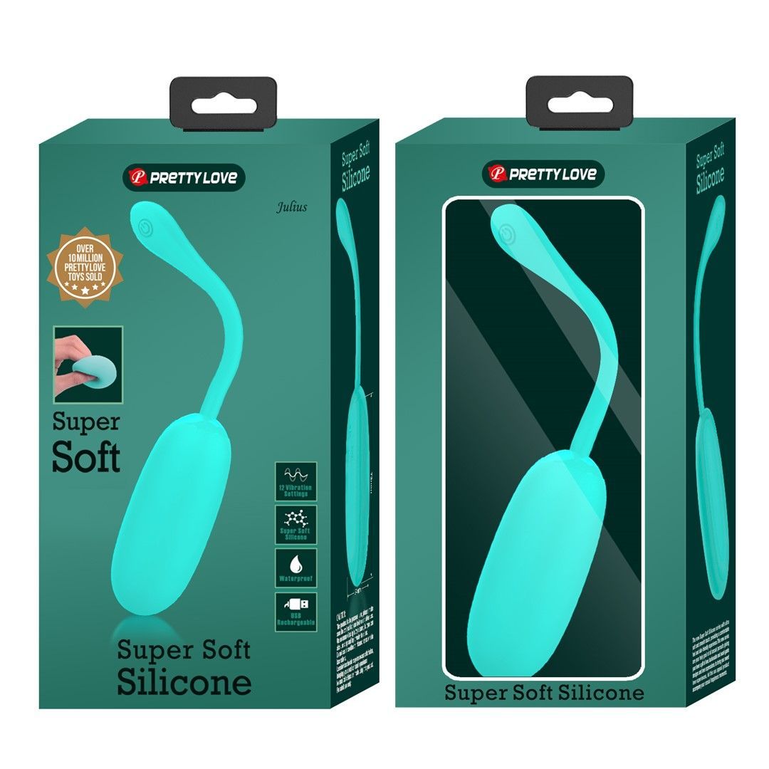 Виброяйцо Pretty Love Kirk Super Soft Silicone, 19,7 см (бирюзовый)