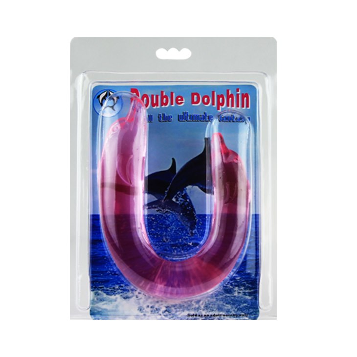 Двухсторонний фаллоимитатор Baile Double Dolphin, 30.5 см (розовый)