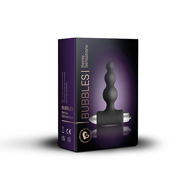 Korek analny Rocks-Off Petite Sensations Bubbles, 10,8 cm (czarny)