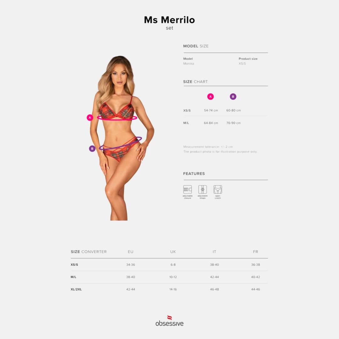 Комплект белья Obsessive Ms Merrilo, M/L (красный)