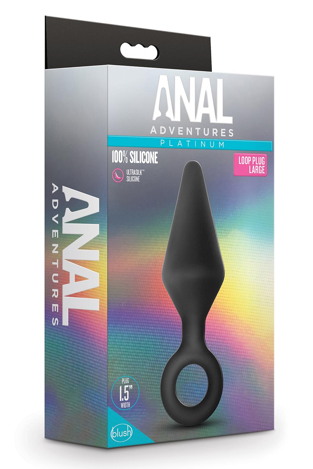Korek analny Anal Adventures Platinum Loop Plug Large, 13.3 cm (czarny)