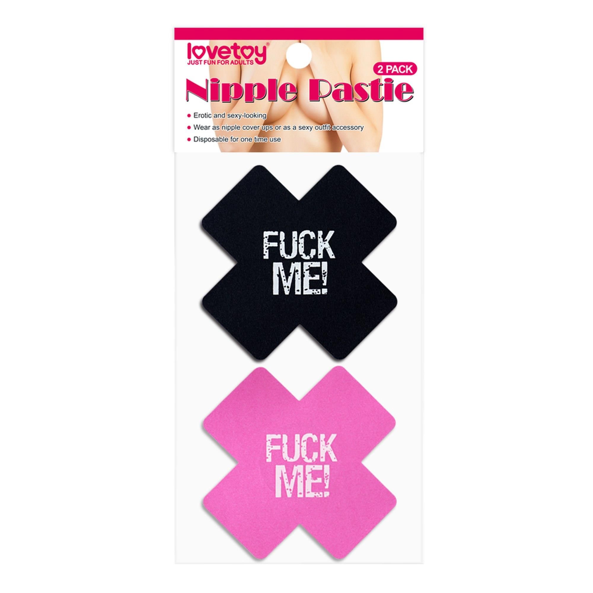 Наклейки на соски LoveToy Fuck me, 2 шт (мульти)